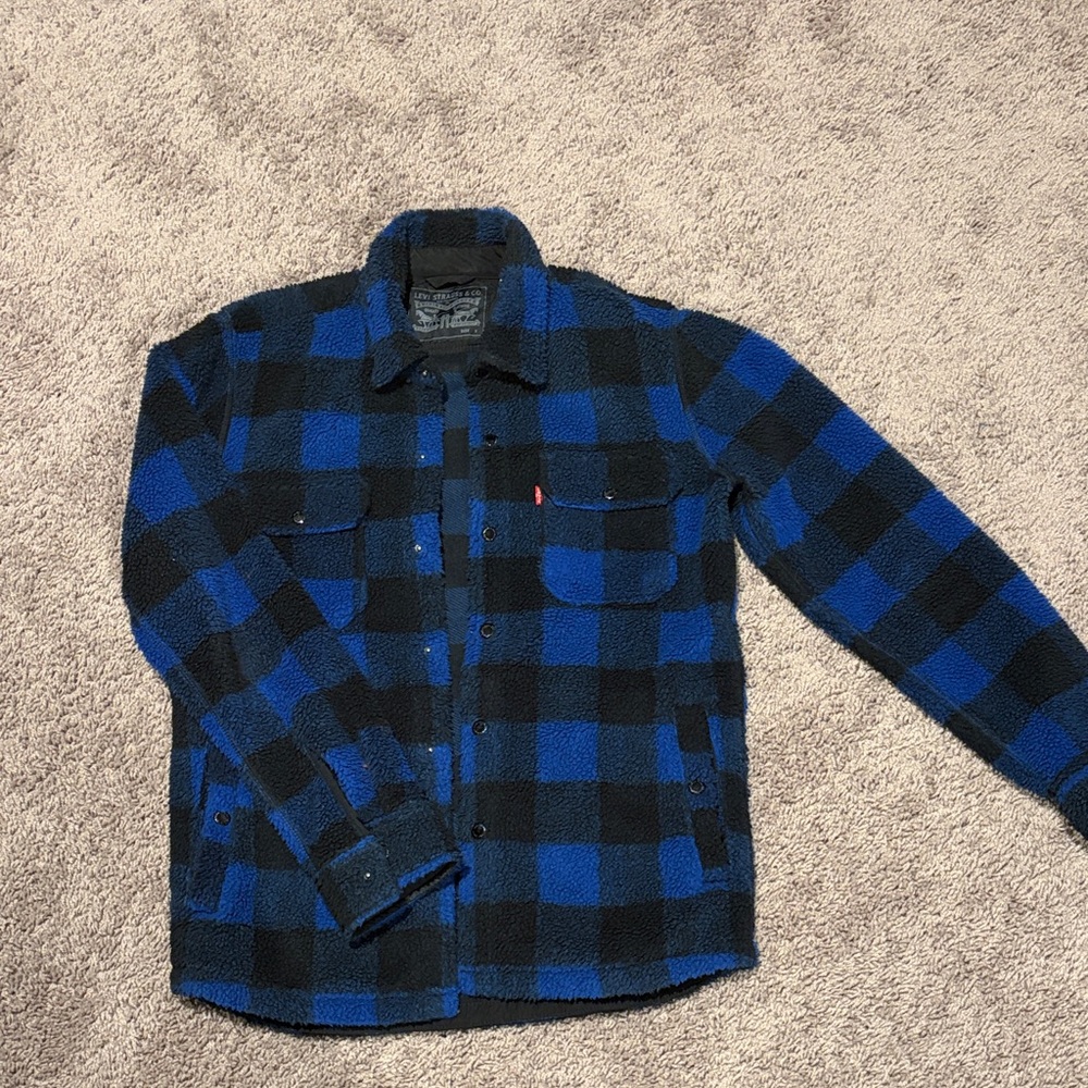 Levi's Men's Blue and Black Plaid Jacket